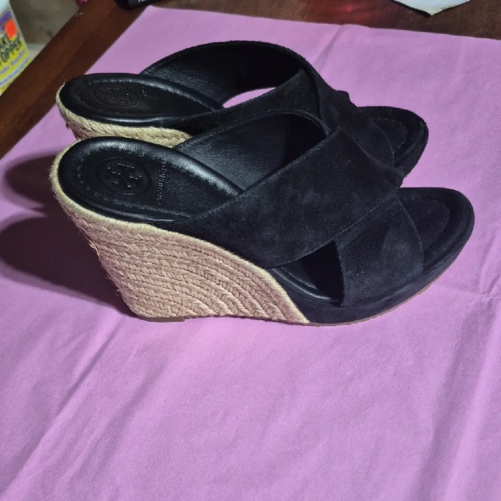 Tory Burch Black Suede Mules